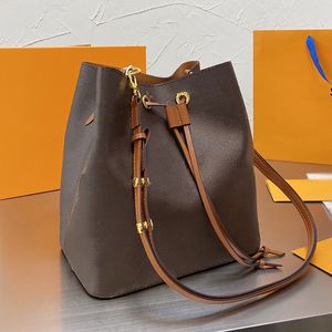 Women Leather NEONOE Bucket Shoulder Bags Designers Handbags Purse Female Drawstring Bag Tote Fashion Crossbody Bag M44022 M44887