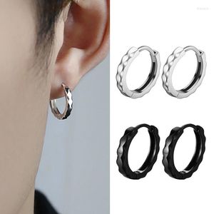 Hoop Earrings 1 Pair Punk Small For Men/Women Black Silver Color Hip Hop Street Gothic Ear Jewelry