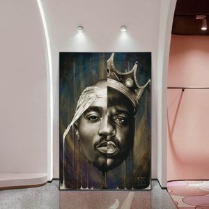 Portret 2PAC Tupac i Biggie Wall Art Plakaty i wydruki Streszczenie rapera 2PAC Canvas Paintings Art Pictures Decor Home