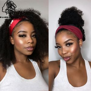 Lace s Afro Kinky Curly Headband Human Hair 180 Density for Black Women Natural Curls Glueless 18 Inch 230214