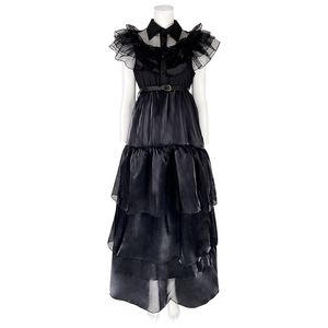 الأربعاء addams cosplay for girl costume 2023 New Vestidos for Kids Girls Mesh Party Dresses Carnival Comple 2302141