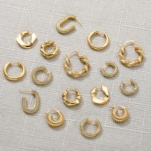 Minimalistische geometrische Twist -Hoop -Ohrringe für Frauen Goldfarbe Chunky Circle Huggie Ohrring Female Kreatives Schmuck Geschenk