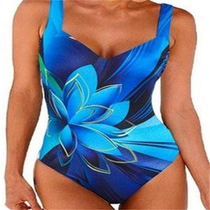 Costume da bagno intero da donna stampato con cinturino conservatore, fotografia da spiaggia sottile