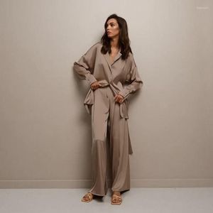 Bridesmaid Dress Class Women's Bathrobe Night Sleepwear With Long-sleeves Belt Two-pieces Custom Made Stain Fabric Pyjamas Femme