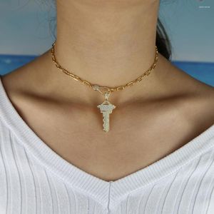 Kedjor lång rektangel öppen länk kedja halsband för kvinnor guld färg fantastisk europeisk unik krage choker