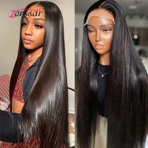 Hair band Straight 13x4 Lace Frontal Human s for Black Women Peruvian Transparent 13x6 HD Pre Plucked 230214