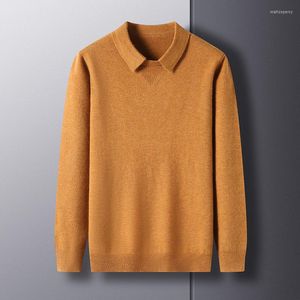 Men's Sweaters End Designer High 2023 Men's Knitting Pullover Autumn/Winter Lapel Solid Color Wool Sweater Korean Simple Fashion