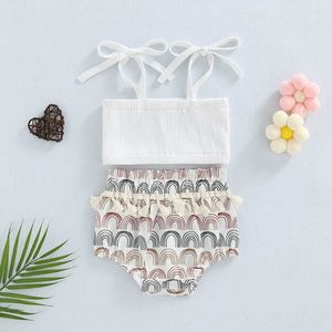 Clothing Sets Summer New Infant Baby Girls Pcs Outfits Suit Sleeveless Suspender Ribbed Tube TopsTassel Rainbow Shorts Clothes Set