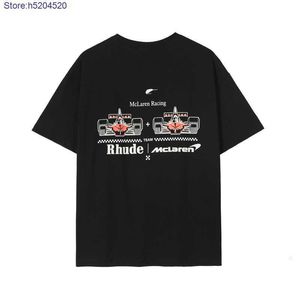 Men's T shirt 2023 New Fashion F1 Formula One Racing Team Rhude Co Branded Printed Short Sleeve Black S-xl