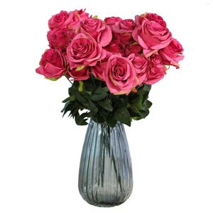 Декоративные цветы симуляция розы букет шелковый оранжевый синий цветочный домашний аудитория декор искусственная фальшивая роза свадебная украшение цветочное