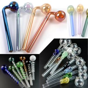 new colored straight mini glass pipes handle Pipes Mini smoking bongs oil burner recycler swirly dab rig