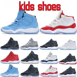 Cherry Kids Shoes 11s Black Boys Grey Sneaker 11 J Designer Basketball Trainers Baby Kid Youth Toddler Sp￤dbarn Barn pojke Big Space Jam Metalli 2324f