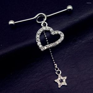 Stud Earrings 1pcs Stainless Steel 14G Heart Star Long Industrial Barbell Tragus Cartilage Dangle Ear Piercing Jewelry