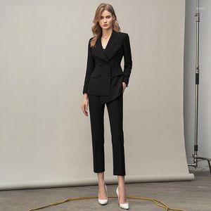 Dwuczęściowe spodnie dla kobiet Sui kombinezonu kobiet 2 Blazer Pant for Business Work Wywiad Mundur Slim Fit Office Dame Fits Droble Made