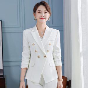 Women's Suits & Blazers 2023 Women Coat Fashion Oversize Elegant White Jacket OL Styles Autumn Winter For Business Work Blaser Outwear Top