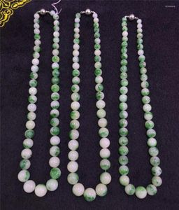 Correntes verdes verdes naturais verdes dushan jade gemstone cristal redonda contas longa colar de corrente feminina 7mm-14mm