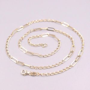 Kedjor AU750 Pure 18K Yellow Gold Chain Women 3mm Curb Square O Link Necklace 4.9g / 45cm