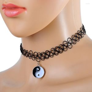 Moda de gargantilha punk coreano yin yang tai chi pendente lady charme jóias góticas elástico colar por atacado por atacado