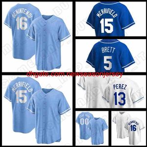 16 Andrew Benintendi 15 Whit Merrifield Jersey Hunter Dozier Salvador Perez Camisas de beisebol Carlos Santana Michael Taylor Nicky Lopez Brett Mondesi