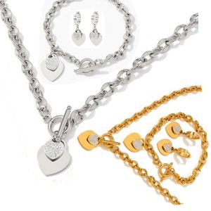 Itaty Designer 925 Silver Sweet Love Colar Brincheleds Set Setting Declaração de casamento Jóia Pingente de pingente punk conjuntos de pulseiras com logotipo de colar de fivela