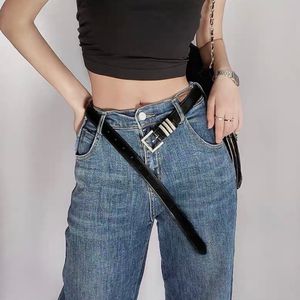 Designer Leather Belts with Gold Buckle Women Black Leather Waistband Trousers & Jeans Dress Belts