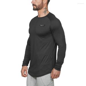 Men's T Shirts Mens Brand Gyms Clothing Mesh Long Sleeve T-Shirt Tight Tops Tees Homme Solid Quick Dry Bodybuilding Fitness Tshirt