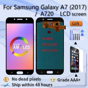 F￶r Samsung Galaxy A7 2017 A720 A720F SM-A720F LCD Display Pouch Screen Digitizer Assembly Super OLED Ers￤ttare LCD