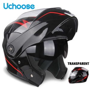 Cycling Helmets 2022 UCHOOSE New Motorcycle helmet full face racing with Double sun visor Women man flip up Double lens DOT J230213
