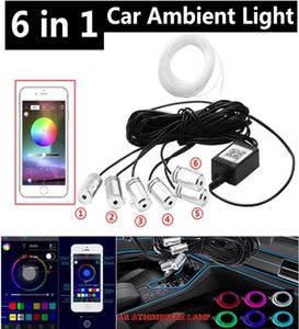 6in1 RGB Atmosfera Atmosfera Auto Light Interior Ambient Fibra Optic Strips Light di App8446809