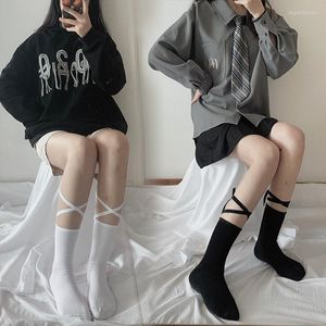 Women Socks Japanese Reflective Stockings Bandage Lolita Long Knee Korea Style White Cotton Cosplay JK Cute