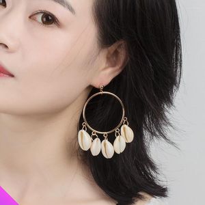 Stud Earrings Wholesale 10 Large Circle Hanging Beautiful Natural Shell Boho Style Girl Ladies Jewelry Gifts 2023