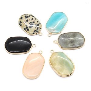 Pendant Necklaces 2pcs/pack Natural Semi-precious Stone Pendants 7 Colors Agate Crystal Hexagon Shaped DIY For Making Necklace Earrings