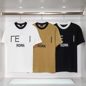 Designer de luxo fends clássicos primavera 2023 nova camiseta de manga curta para homens e mulheres com decote de cor diferente carta casual topo