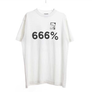 Projektant mody Saint Michael T Shirt Vintage Digital 666 Printed Crew Neck High Street American Casual Loose Lose Shor