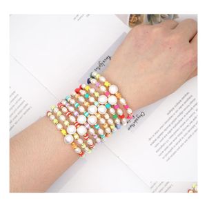 Fili di perline Bracciale arcobaleno Regalo per ragazze Braccialetti di perle Donne Boho Amicizia Colorf Gioielli con consegna a goccia Dhgo4