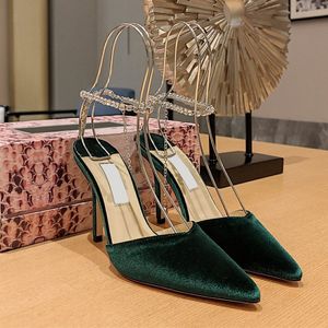 디자이너 JC Bing 여자 드레스 신발 런던 Jimmy Cho High Heels 여자 크리스탈 스트랩 펌프 패션 레이디 특허 스웨이드 힐 샌들과 상자 클래식 웨딩 샌들