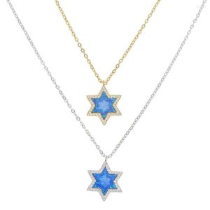 Chains 2023 Arrival Fashion Jewelry Star Of David Opal Stones Pendant Necklace For Women Necklaces 41 5cm Chain