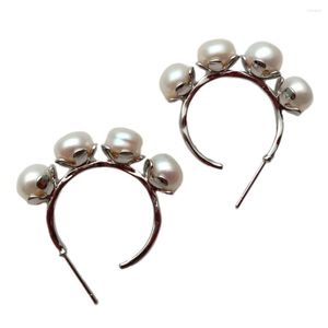 Hoop Earrings KKGEM Office Style 8mm Natural Freshwater Cultured White Pearl Gold Plated Stud