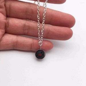 Pendant Necklaces 10pcs) Nature Lava Stone Essential Oil Diffuser Necklace Jewelry Minimalist 8mm Chain