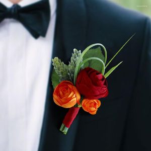 Decorative Flowers 5Pieces/Lot Wedding Boutonniere Groom Groomsman Cloth Corsage Artificial Flower Prom Party Men Women Suit Brooch