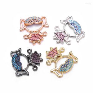 Colares pendentes Acessórios DIY Micro incrustações coloridas de zircão colorido girl menina colar de gola suspensa dupla