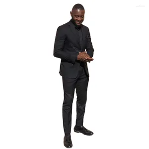 Męskie garnitury klasyczne czarne dwa przyciski szczupłe mężczyzn do ślubnej noszenia pana młodego/biznes formalny męski odzież/garnitur Zestaw dostawy dostosowanego