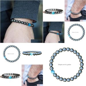 Beaded 1 Pcs Black Cool Magnetic Bracelet Beads Hematite Stone Therapy Health Care Magnet Mens Jewelry Drop Delivery Bracelet Dhgarden Dhnco
