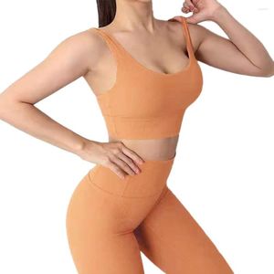 Aktive Sets zweiteilige Set Frauen Tracksuit gerippte gepolsterte Sportbra Frau High Taille Legging Sport Women Fitness Outfit für Fitnessstudio