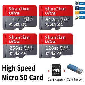 Speicherkarten, Festplatte, Treiber, kostenlose Adapter, Hochgeschwindigkeits-Micro-Speicher-SD-Karte, 512 GB, 1 TB, 128 GB, 256 GB, Flash-Speicherkarte mit großer Kapazität, TF-Karte für Smartphone/PC 230214
