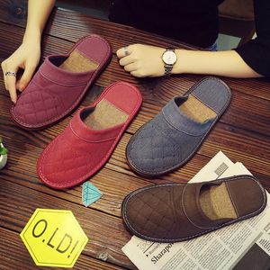 Slippers Leather Autumn Winter Men and Women Couples