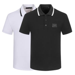 Designerska męska koszulka polo czarno-biała lekka luksusowa krótki rękaw szwy 100% bawełna klasyczny haft alfabet biznesowy swobodny klapa moda slim fit3XL#99