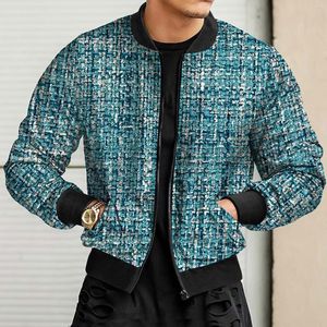 Men's Jackets Outer Wears Mens Fall Winter Casual Sports Woven Street Geometric Pattern Stand Collar Zip Jacket Trench Coat Athletic Cut