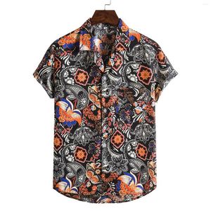 Men's T Shirts Men's Cardigan Short Sleeve Hawaiian Beach Flower Shirt Turtleneck 3D Print Camisa Korean Fashion Party