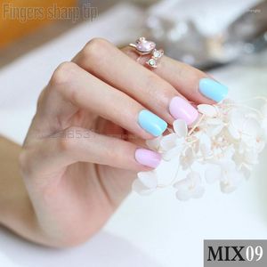 Fałszywe paznokcie 48PCS Moda Róż Niebieski Fake Paznokcie Krótki design sztuczny manicure DIY Mix i Match Mix09